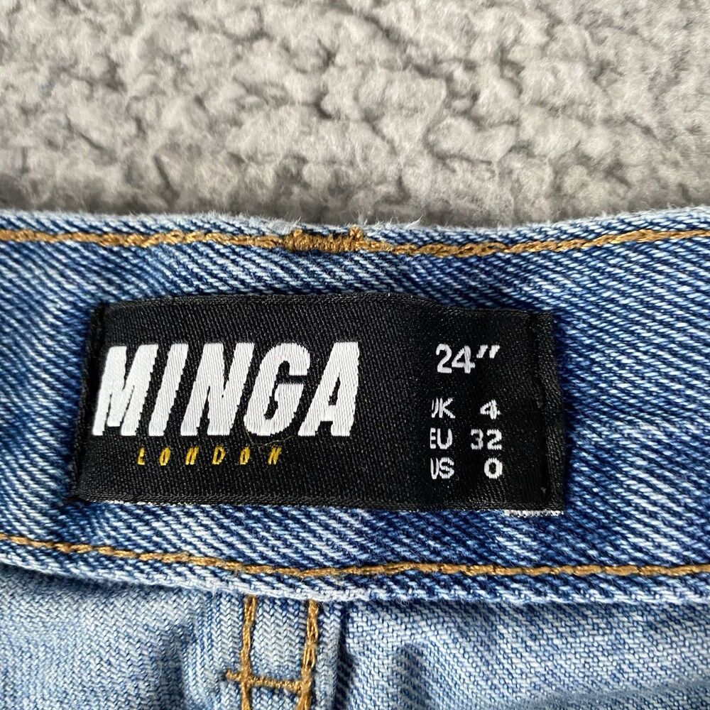 Minga London Patchwork Jeans Womens 24 (25x30) Blue Straight Y2K Made Portugal - Picture 9 of 10